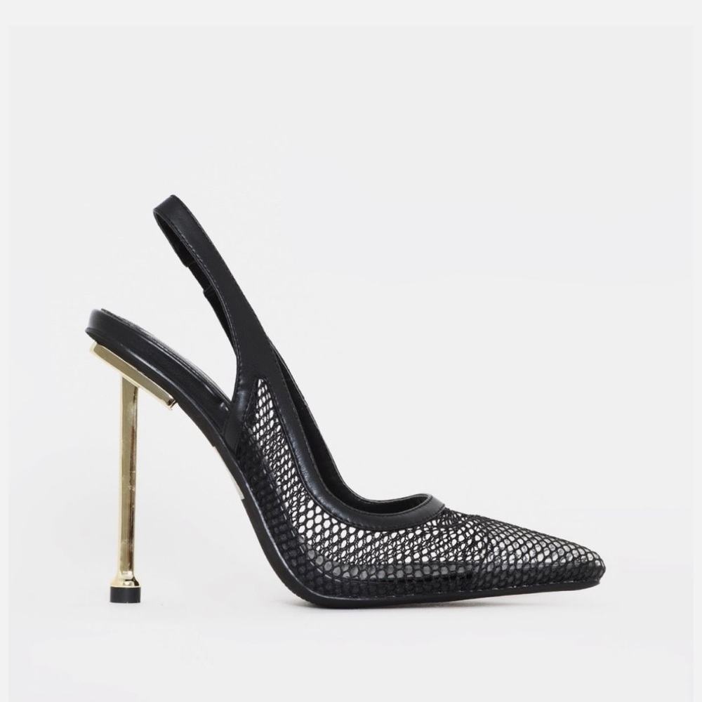 SIMMI SHOES FISHNET HEELS
